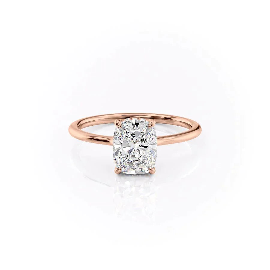 The Maia Set With A 4.5 Carat Elongated Cushion Moissanite