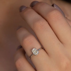 The Maia Set With A 2.5 Carat Elongated Cushion Moissanite