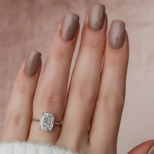The Maia Set With A 2.5 Carat Elongated Cushion Moissanite