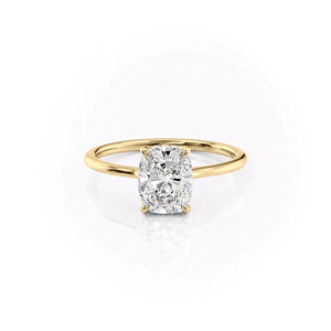 The Maia Set With A 2.5 Carat Elongated Cushion Moissanite