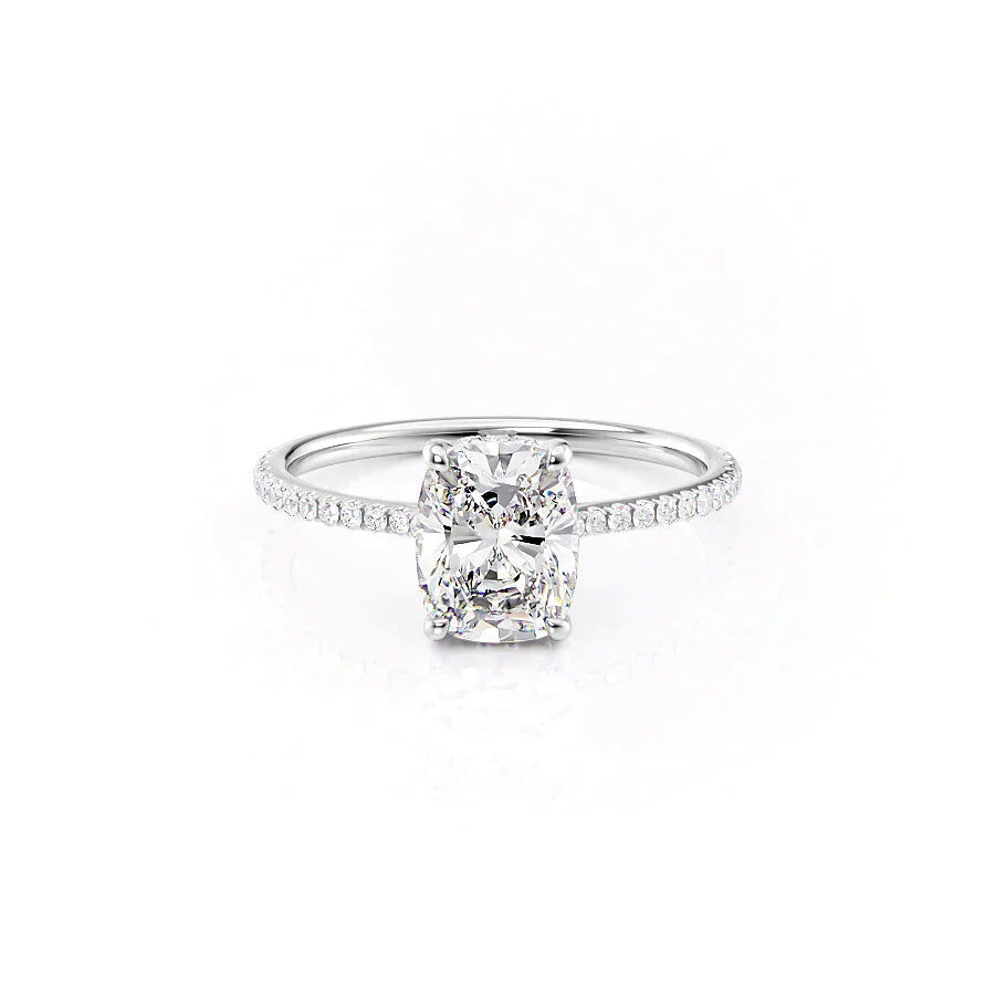 The Pave Maia Set With A 2 Carat Elongated Cushion Lab Diamond