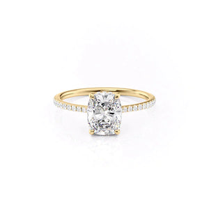 The Pave Maia Set With A 2.5 Carat Elongated Cushion Moissanite