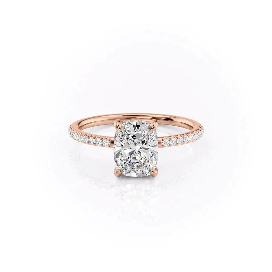 The Mandy Set With A 1.5 Carat Elongated Cushion Lab Diamond