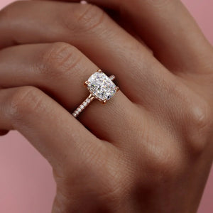 The Mandy Set With A 1.5 Carat Elongated Cushion Lab Diamond