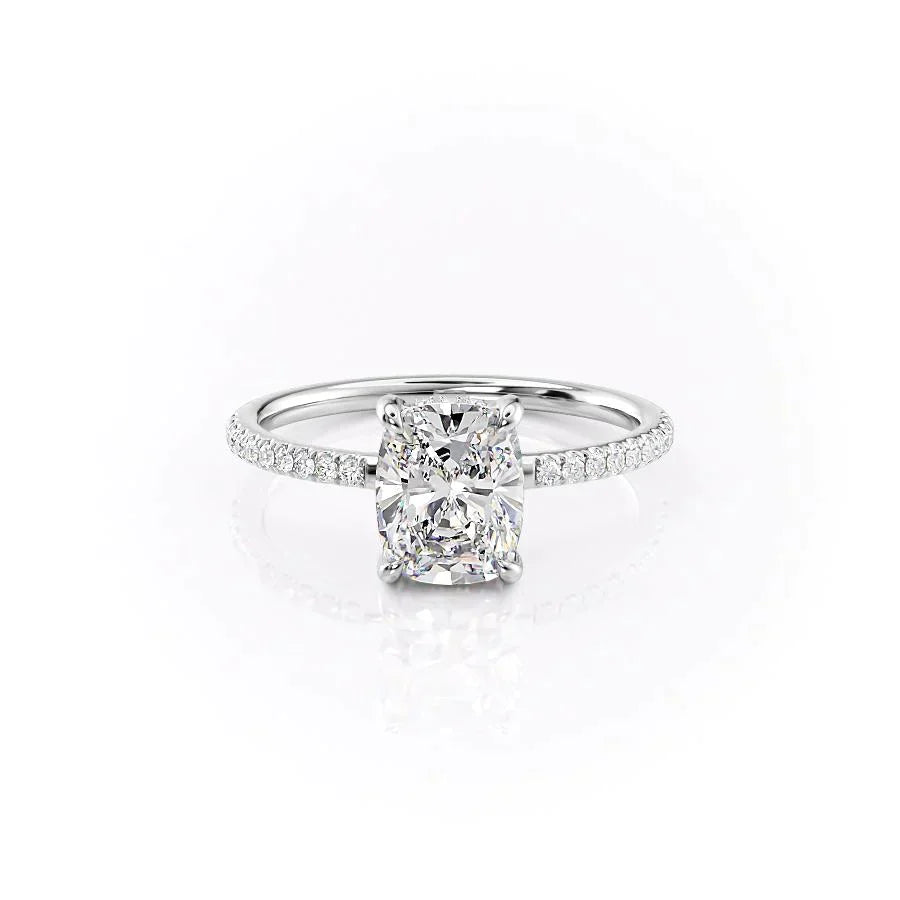 The Mandy Set With A 1.5 Carat Elongated Cushion Lab Diamond