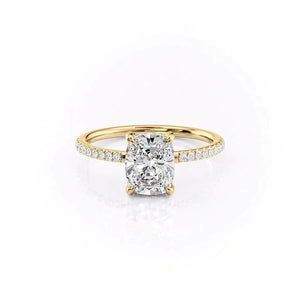 The Mandy Set With A 2.5 Carat Elongated Cushion Lab Diamond