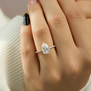 The Mandy Set With A 3 Carat Pear Lab Diamond