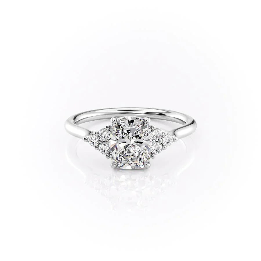 The Scarlett Set With A 2.5 Carat Elongated Cushion Moissanite