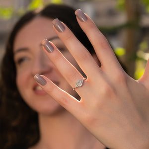 The Scarlett Set With A 2.5 Carat Elongated Cushion Moissanite