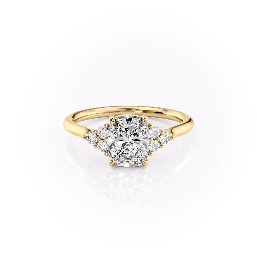 The Scarlett Set With A 3.5 Carat Elongated Cushion Moissanite