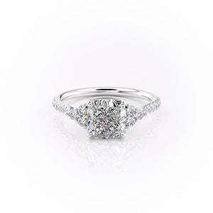 The Pave Scarlett Set With A 2.5 Carat Cushion Moissanite