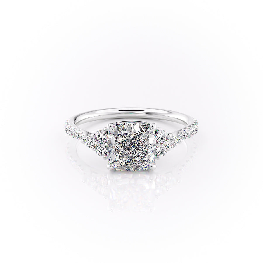 The Pave Scarlett Set With A 2.5 Carat Cushion Moissanite