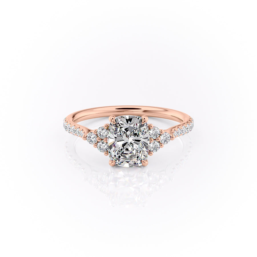 The Pave Scarlett Set With A 5 Carat Elongated Cushion Moissanite