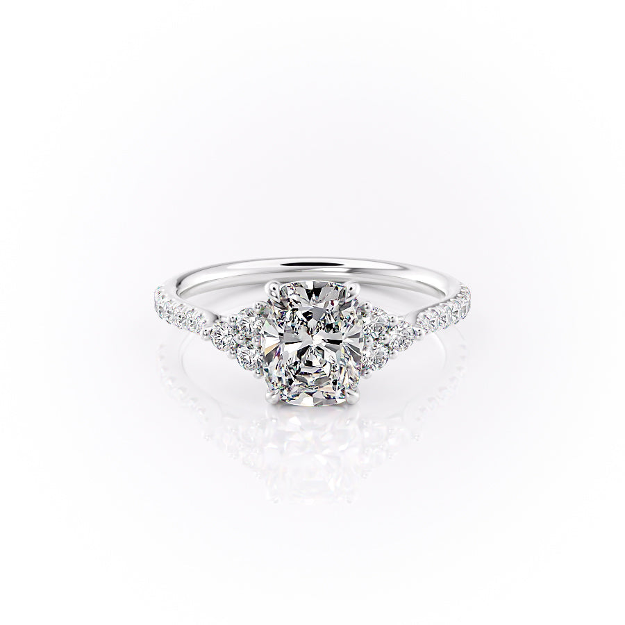 The Pave Scarlett Set With A 2.5 Carat Elongated Cushion Lab Diamond