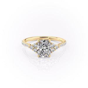 The Pave Scarlett Set With A 4.5 Carat Elongated Cushion Moissanite