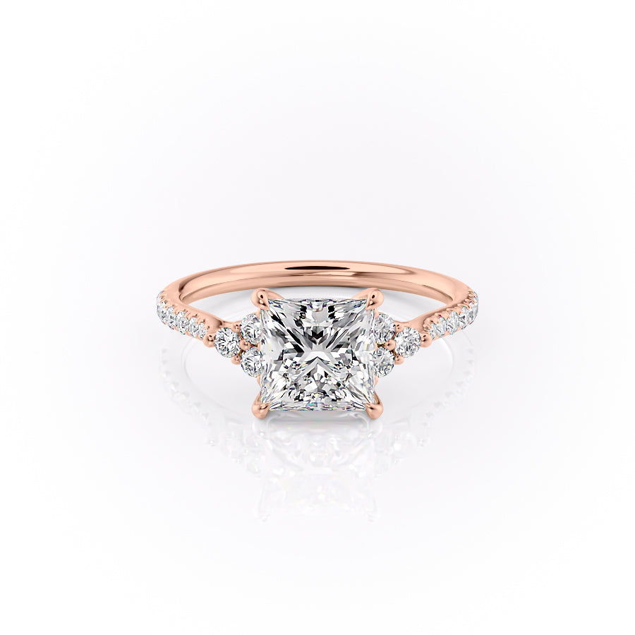 The Pave Scarlett Set With A 2.5 Carat Princess Lab Diamond