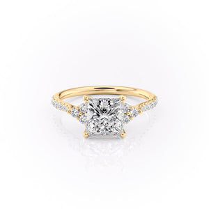 The Pave Scarlett Set With A 2.5 Carat Princess Moissanite