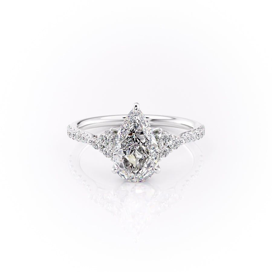 The Pave Scarlett Set With A 2.5 Carat Pear Moissanite