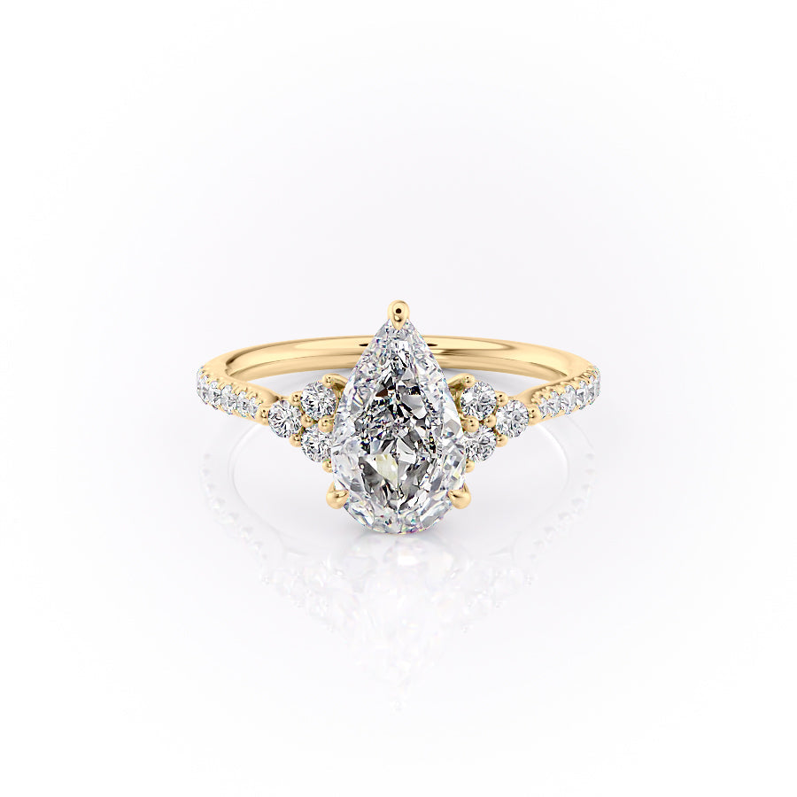 The Pave Scarlett Set With A 2.5 Carat Pear Moissanite
