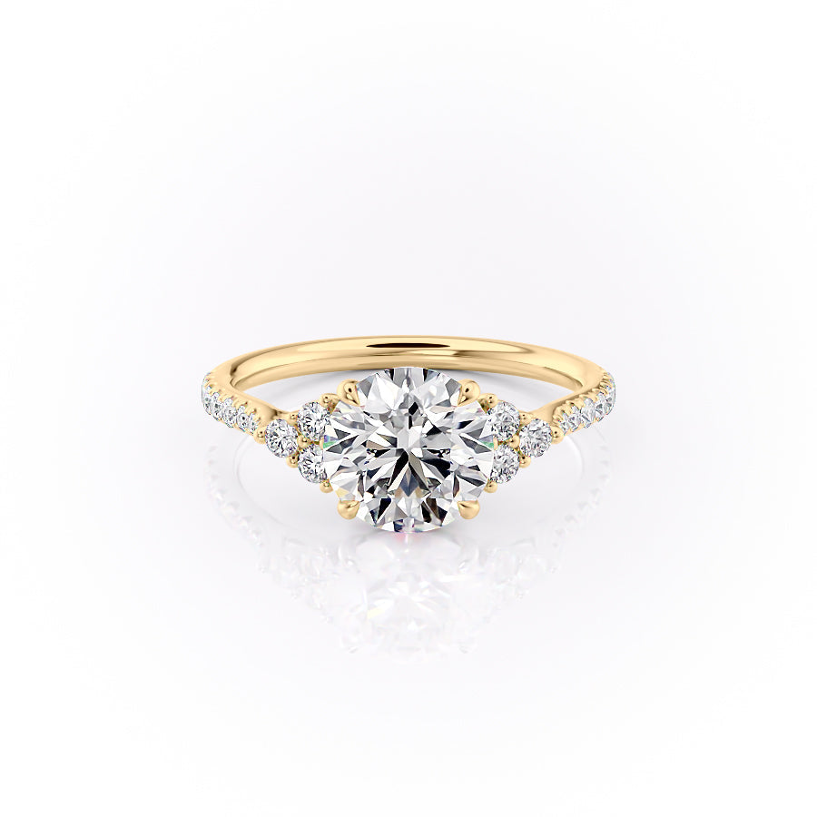 The Pave Scarlett Set With A 4.5 Carat Round Moissanite