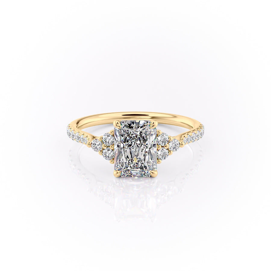 The Pave Scarlett Set With A 2.5 Carat Radiant Moissanite