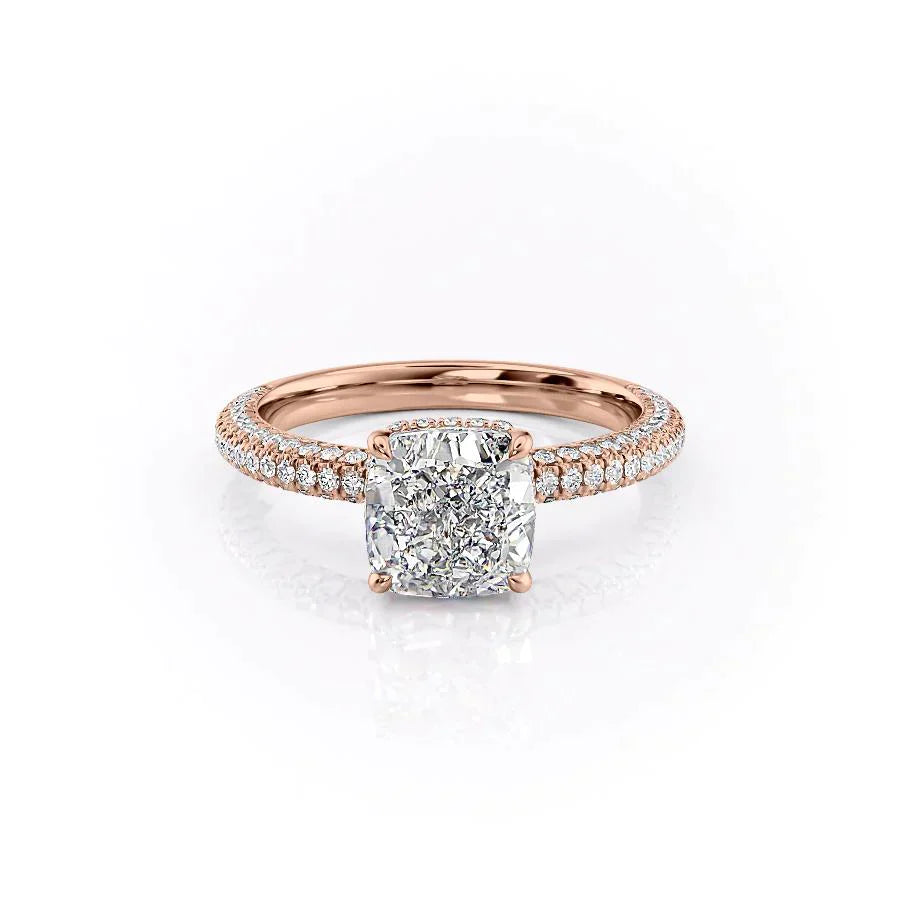 The Celine Set With A 4.5 Carat Cushion Moissanite