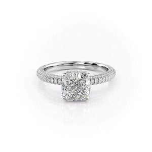 The Celine Set With A 3.5 Carat Cushion Moissanite