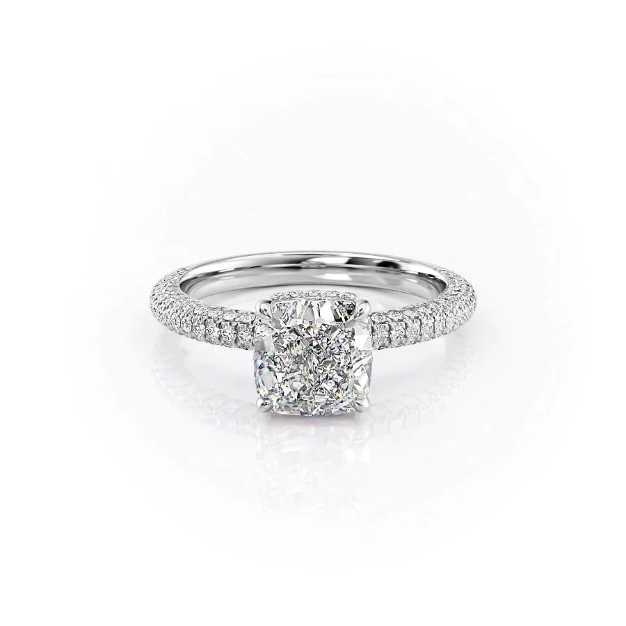 The Celine Set With A 3 Carat Cushion Moissanite