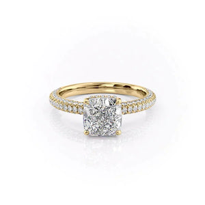 The Celine Set With A 3.5 Carat Cushion Moissanite