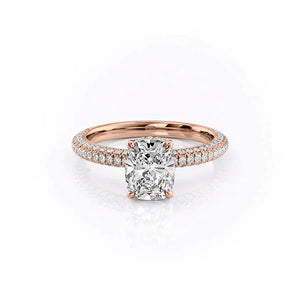 The Celine Set With A 1 Carat Elongated Cushion Lab Diamond