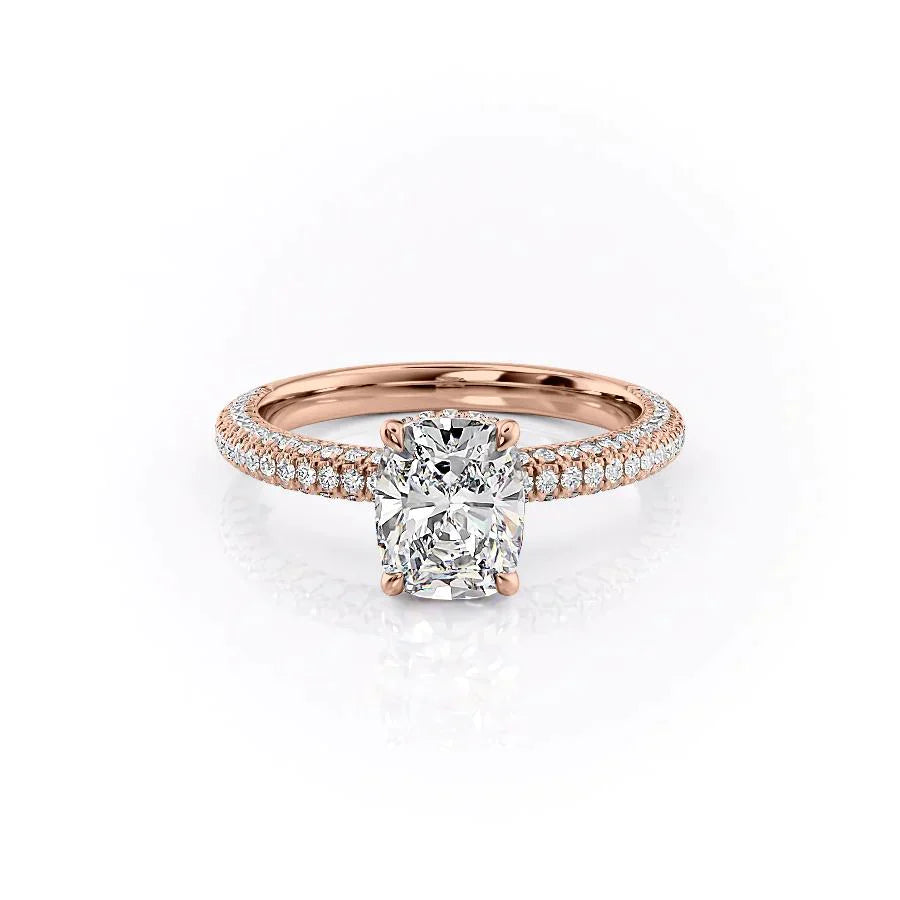 The Celine Set With A 1.5 Carat Elongated Cushion Moissanite