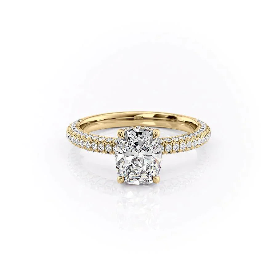 The Celine Set With A 3 Carat Elongated Cushion Lab Diamond