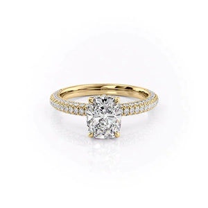 The Celine Set With A 1 Carat Elongated Cushion Lab Diamond