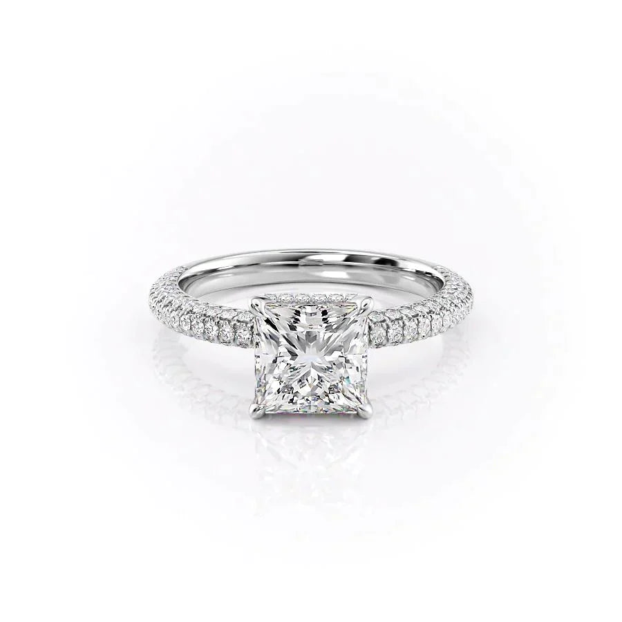 The Celine Set With A 4.5 Carat Princess Moissanite