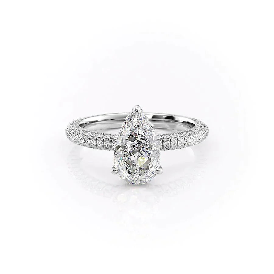 The Celine Set With A 1.5 Carat Pear Moissanite