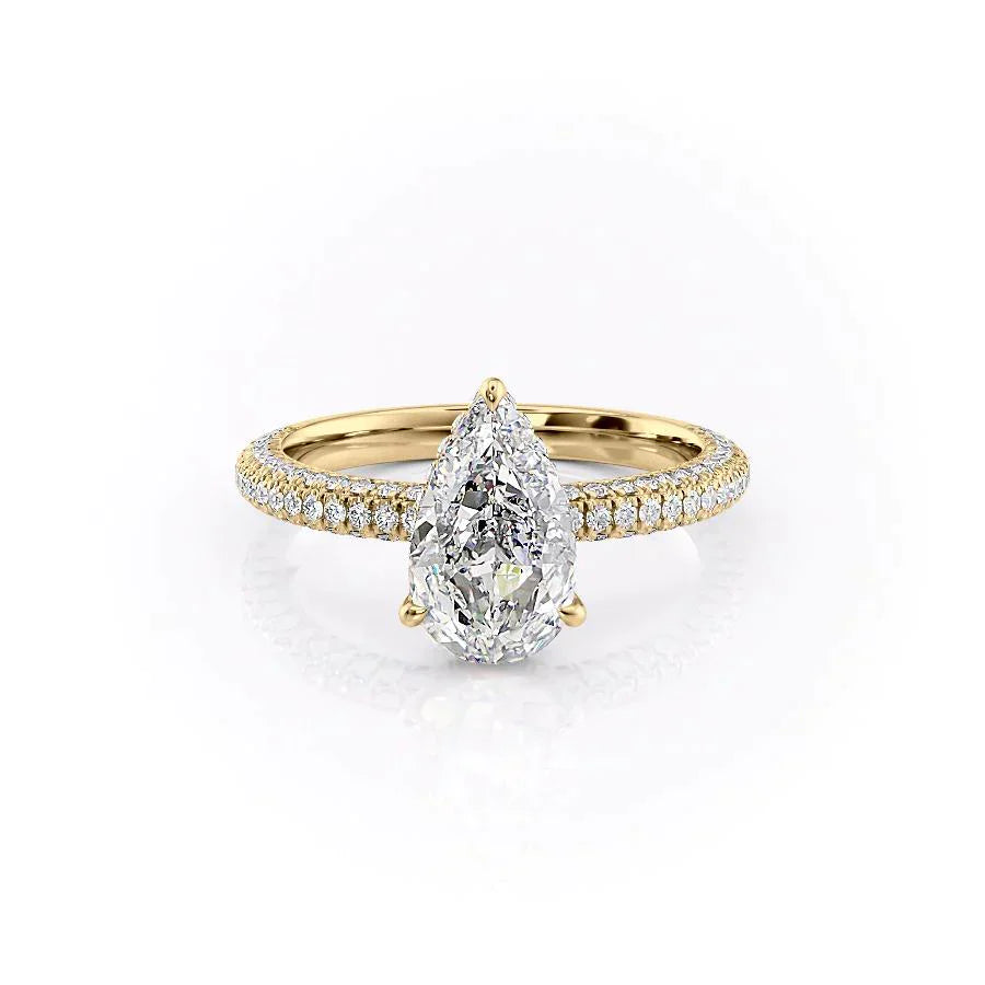 The Celine Set With A 1.5 Carat Pear Lab Diamond