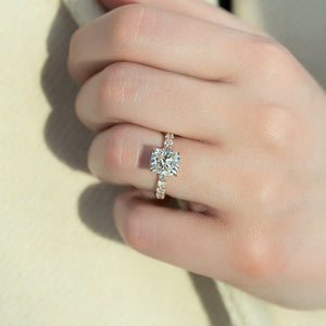 The Adelle Set With A 2 Carat Elongated Cushion Moissanite