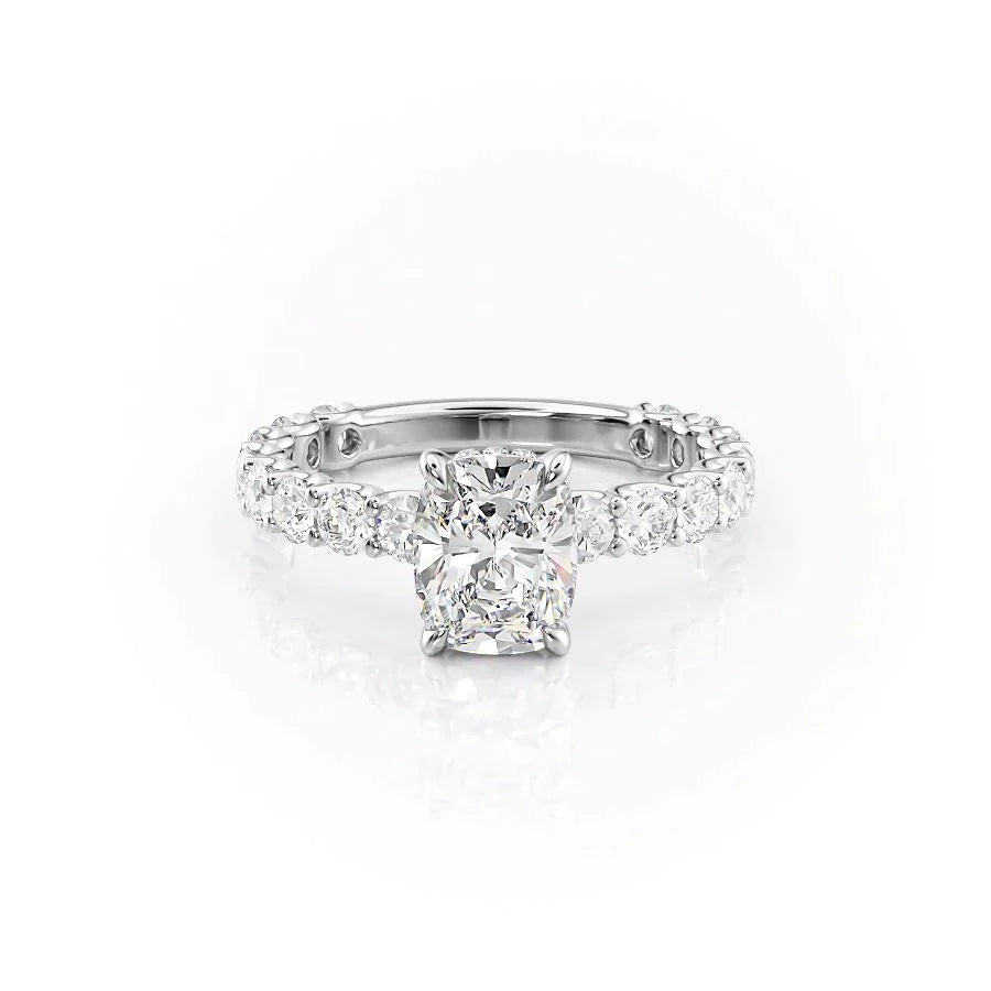 The Adelle Set With A 1.5 Carat Elongated Cushion Lab Diamond