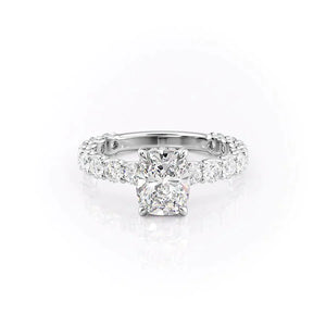 The Adelle Set With A 4 Carat Elongated Cushion Moissanite