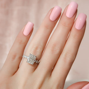The Adelle Set With A 2 Carat Elongated Cushion Moissanite