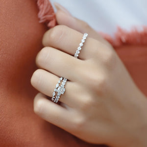 The Adelle Set With A 2 Carat Elongated Cushion Moissanite