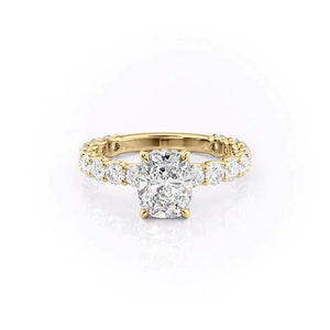 The Adelle Set With A 3.5 Carat Elongated Cushion Moissanite
