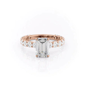 The Adelle Set With A 4.5 Carat Emerald Moissanite