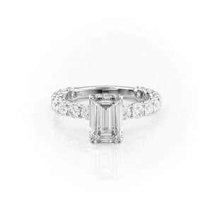 The Adelle Set With A 3 Carat Emerald Moissanite