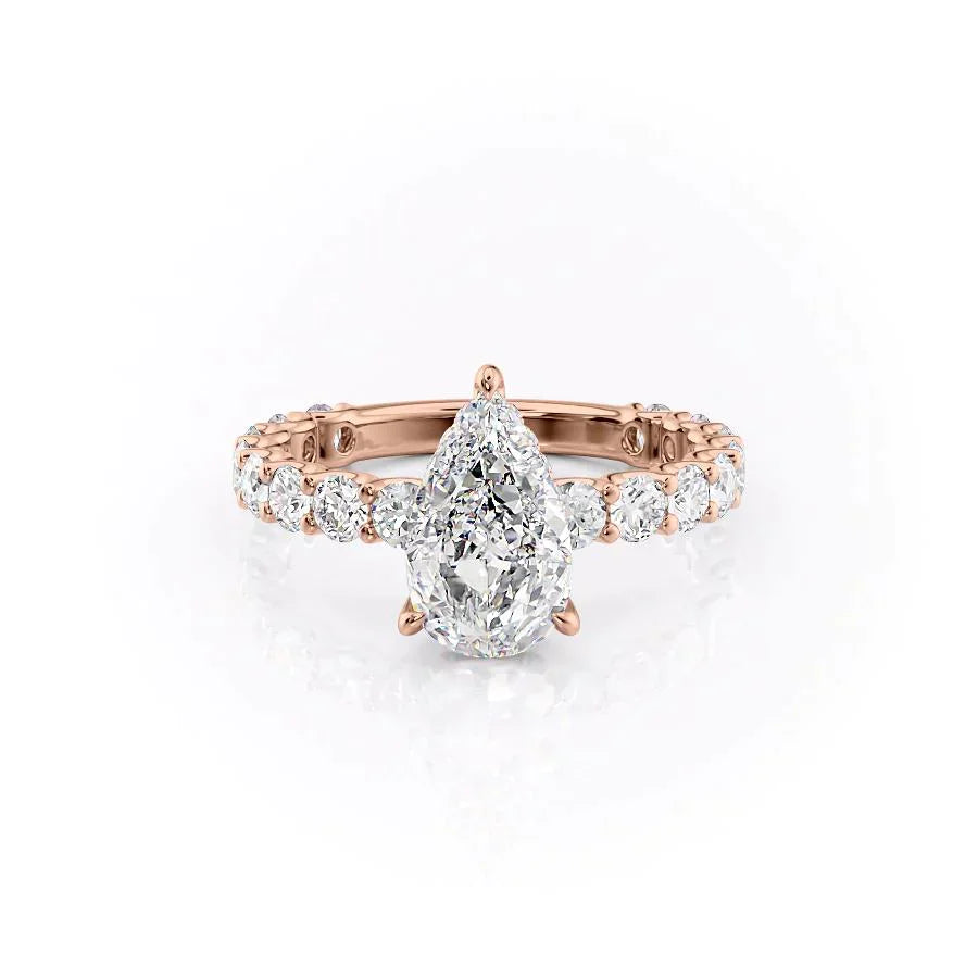 The Adelle Set With A 5 Carat Pear Moissanite