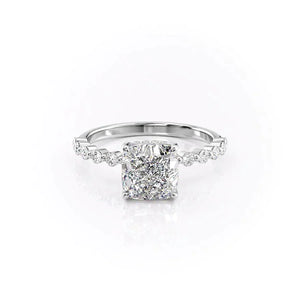 The Khloe Set With A 1 Carat Cushion Moissanite