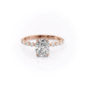 The Khloe Set With A 3 Carat Elongated Cushion Moissanite
