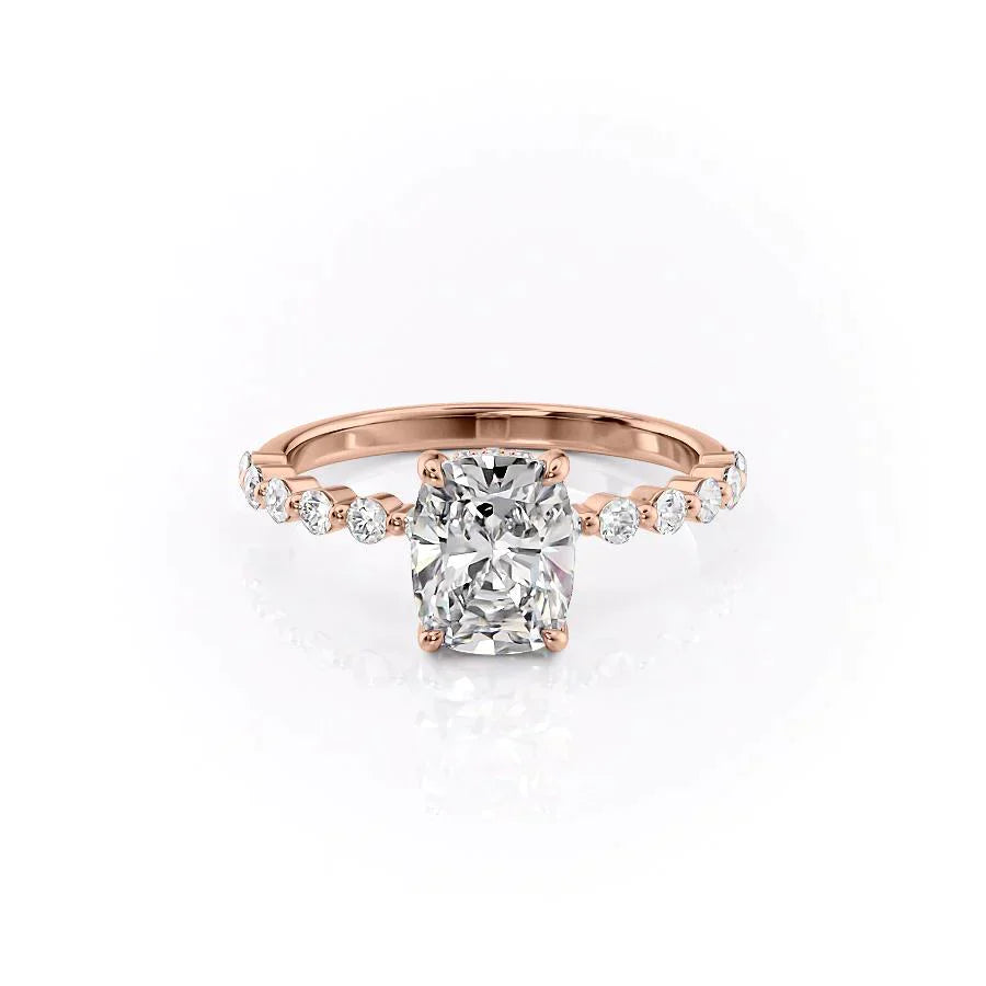The Khloe Set With A 4.5 Carat Elongated Cushion Moissanite