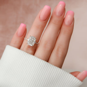 The Khloe Set With A 2 Carat Elongated Cushion Lab Diamond