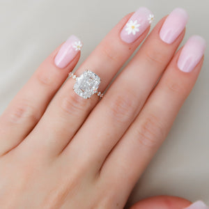 The Khloe Set With A 2 Carat Elongated Cushion Lab Diamond
